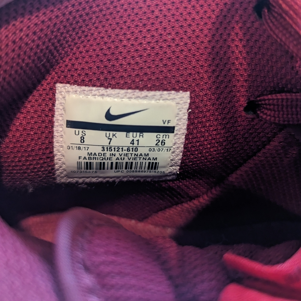 Nike Air Force 1 - Hi Tops - Size 8 Mens - Burgundy Suede and Woven Knit - Picture 4 of 8